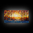 Abstract Art Print, Botanical Art, Sunset Wall Art, Vibrant Art, Autumn Print, Fall Wall Art, Canvas Art Print, Wall Hanging, Panoramic Art
