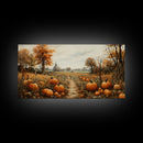 Pumpkin Decor, Nature Wall Art, Fall Wall Art, Canvas Print, Wall Hanging, Panoramic Art, Rustic Wall Art, Office Decor, Teacher Gift