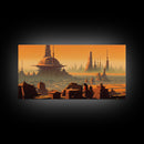 Futuristic Alien Desert World, Scifi Art, Framed Canvas Print, Cool Wall Art