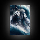 Poseidon, god of the sea, Greek mythology art, framed canvas print
