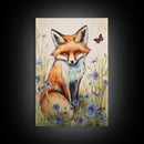 Red Fox Wall Art, 24" x 36" Wall Art, Woodland Spring Decor, Canvas Wall Hanging, Rustic Farmhouse Decor, Modern Farmhouse Art