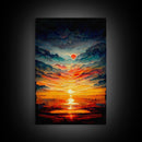 Abstract sunset and clouds canvas print, beautiful oil painting print, nature and landscape wall art, ready to hang