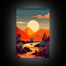 Art Deco Minimalism Desert Art, 3 Piece Triptych Art, Framed Canvas Prints, Multi-Panel Art, Desert Prints, Arizona Art, Western Decor