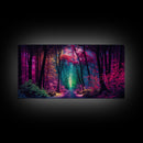 The Secret Grove, Fantasy Art, Pop Art Forest Landscape, Framed Canvas Print, Colorful Forest Painting, Living Room Art