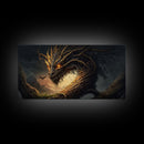 Forest Dragon Nidhogg, Norse Mythology, Framed Canvas Print, Fantasy Dragon Art, Fantasy Decor