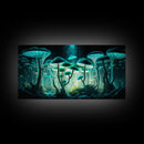 The Forest Floor, Framed Canvas Print, Glowing Mushrooms, Bioluminescent Mushroom Art, Color fantasy wall art