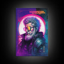 Grunge / Cyberpunk Synthwave Odin Movie Poster Art, Norse Mythology, Wall Art, Framed Canvas Print, Futuristic Portrait of Odin