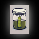 Sad Pickle Art, Framed Canvas Print, The Last Pickle, Cartoon Pickle Art