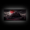 Horror Art, Haunted Castle and Blood Moon, Framed Canvas Print, Goth Art, Gothic Decor, Cool Wall Art