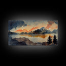 Watercolor painting of a forest fire, canvas print, landscape art