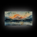 Watercolor painting of a forest fire, canvas print, landscape art, cool living room art, depressing art