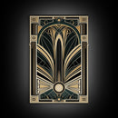 Art Deco Wall art, Framed Canvas Print, Art Deco, Gold & green art, Geometric art, Midcentury Modern, Stained glass art, Office decor