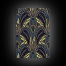 Midcentury Modern Wall art - Framed Canvas Print - Art Deco - Blue colors - Stained glass art - Patterns art - Mosaic art - Living room art