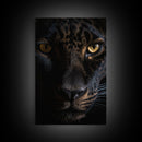 A Look Into Darkness, Beautiful Black Panther Portrait, Cat Photography, Framed Canvas Print, Framed Art, Halloween Witch Cat Art