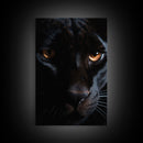 Portrait Of A Predator, Black Cat, Black Panther Photography, Framed Canvas Print, Wood Frame Wall Art