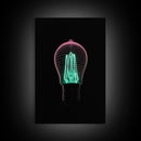 3D Light Bulb Wall Art, Neon Lights Art, Teal, Pink, Minimalist Print, Wall Decor, Canvas Print, Wall Art, Framed Canvas