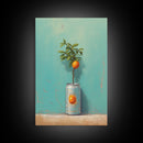 Orange Tree In Can Wall Decor, Fruit Wall Art, Kitchen Wall Art, Minimalist Wall Art, Wall Decor, Canvas Print, Wall Art, Framed Canvas Art