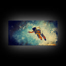 Astronaut In Space Wall Decor, Galaxy Wall Art, Outer Space Wall Art, Panoramic Wall Decor, Canvas Print, Wall Art, Framed Canvas Art