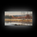 Autumn Landscape Wall Decor, Creek Wall Art, Nature Painting Wall Decor, Panoramic Wall Decor, Canvas Print, Wall Art, Framed Canvas Art