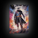 Cosmic Cyberpunk Cowboy Graffiti Art, Framed Canvas Print