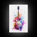 Rock N Roll Art, Classic Electric Guitar Print, Studio Gift, Musician Gift, Music Wall Art, Framed Canvas Print, Rock And Roll