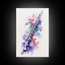 Flute Wall Art, Instrument Print, Graffiti Art, Framed Canvas Print, Cool Studio Wall Decor, Music Gift