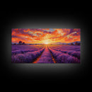 Lavender Fields, Framed Canvas Print, Purple Art, Southwestern Decor, Farmhouse Art, Centerpiece Art, Digital Wall Art, Landacape Painting