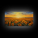 Sunflowers Wall Art, Sunset Wall Art, Yellow Flower Art, Field Of Flowers, Panoramic Art, Wall Art, Canvas Art, Landscape Art, Country Decor