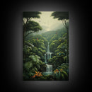 Jungle Wall Art, Waterfalls Art, Nature Wall Art, Trees Art Print, Canvas Print, Wall Art, Vertical Art, Lake House Wall Art, Indie Room Art