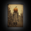 The Jack O' Lantern, Cursed Halloween Art, Spooky Decor, Creepy Wall Art, Framed Canvas Print, Jumpscare Halloween Art