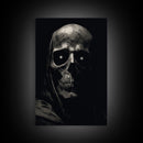 Human Skull Decor, Charcoal Drawing, Gothic Decor, Canvas Print, Wall Art, Vertical Art, Gift For Coworker, Home Office Art, Weird Art Print