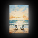 Calming Wall Art, Beach Print, Sunset Art, Relaxing Wall Art, Canvas Print, Wall Art, Vertical Print, Beach Chair, Coastal Wall Decor