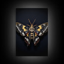 Framed Death Head Moth Canvas Print, Acherontia, Taxidermy Art, Dried Butterfly Print, Bug Wall Art Hanging Decor, Goth Art, Halloween Art