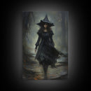 The Witch, Witch Decor, Halloween Witch, Framed Canvas, Retro Hallowen Wall Art, Halloween Canvas, Witch Painting, Gothic Victorian Art
