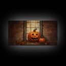 Spooky Art, Halloween Art, Jack O Lantern Art, Framed Canvas Print, Halloween Decor, Halloween Art Prints, The Jack O Lantern In The Window