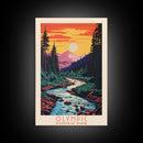 Olympic National Park, Washington Travel Art, National Park Print, Minimalist Travel Art, Midcentury Modern Retro Style Landscape