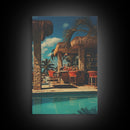 Pool Decor, Bar Decor, Outdoor Wall Decor, Canvas Print, Wall Hanging, Portrait Art, Apartment Wall Decor, First Home Gift, Trendy Wall Art