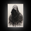 Spooky Halloween Art - Portrait Of The Grim Reaper - Framed Canvas Print - Halloween Decor - Halloween Clearance
