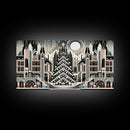 Art Deco Pattern Christmas Village - Framed Canvas Print - Retro Xmas Art - Christmas Decor - Christmas Wall Art - Christmas Art - Art Deco