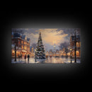 Victorian Christmas Village Winter Wonderland Canvas Print, Framed Wall Art, Christmas Decor, Retro Christmas Oil Painting, Christmas Art