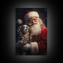 Santa Claus And His Cavalier King Charles, Christmas Wall Art, Dog Gift, Christmas Dog, Winter Wall Art, Santa Decor, Santa Art Print