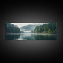 Rustic Nature Landscape Painting Canvas Print | Cozy Forest Canvas Art | Misty Lake & Earth Tones | Farmhouse Cabin Decor