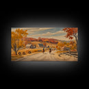 Framed Canvas Print Autumn Cowboy Riders in Fall Colors, Perfect Autumn Decor, Rustic Western Wall Art, and Seasonal Fall Wall Print