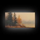 Leaves In Autumn, Framed Canvas Print, Watercolor Landscape Painting, Fall Centerpiece Wall Art