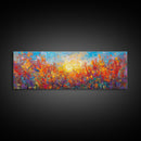Original Wildflower Painting Print, Panoramic Extra Wide Wall Art, Floral Landscape Custom Rustic Home Decor, Sunset Through The Flowers
