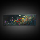 Wildflowers At Midnight Framed Canvas Print, Moody Decor, Boho Minimalist Wall Art, Modern Art, Floral or Botanical Wall Art