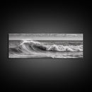 Subdued Black and White Ocean Photography Style Print, Panoramic Wall Art, Wood Framed Canvas Art, Seascapes, Nautical Decor