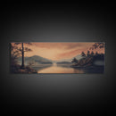 Moody Landscape Painting Print, Framed Canvas Print, Subdued Art, Dark and Stormy Landscape Painting, Panoramic Ultra Wide Wall Art