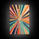MCM Mid Century Modern Retro Canvas Print Modern Wall Art Narrow Vertical Geometric Home Decor Art in Teal, Coral Yellow