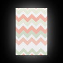 Pink and Mint Green Chevrons, MCM style Mid Century Modern Home Decor, Framed Canvas Print, Whimsical Wall Art